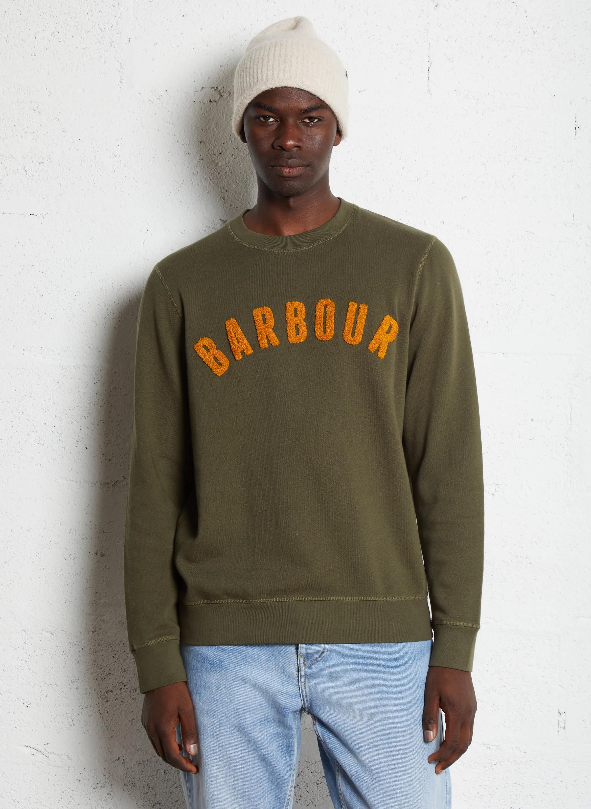 Sudadera de cuello redondo de algodón mezclado en caqui