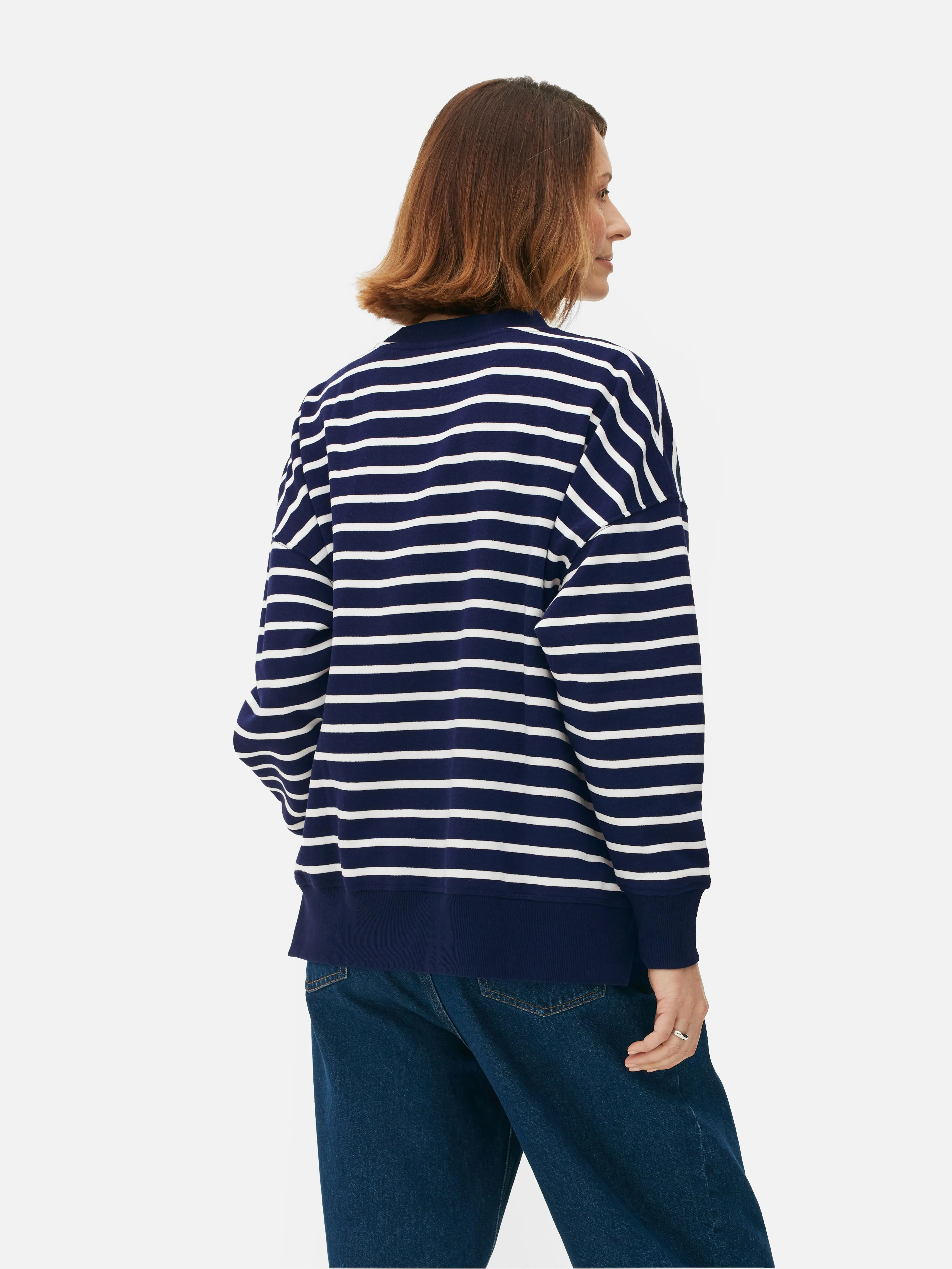Sudadera extragrande con cuello redondo a rayas