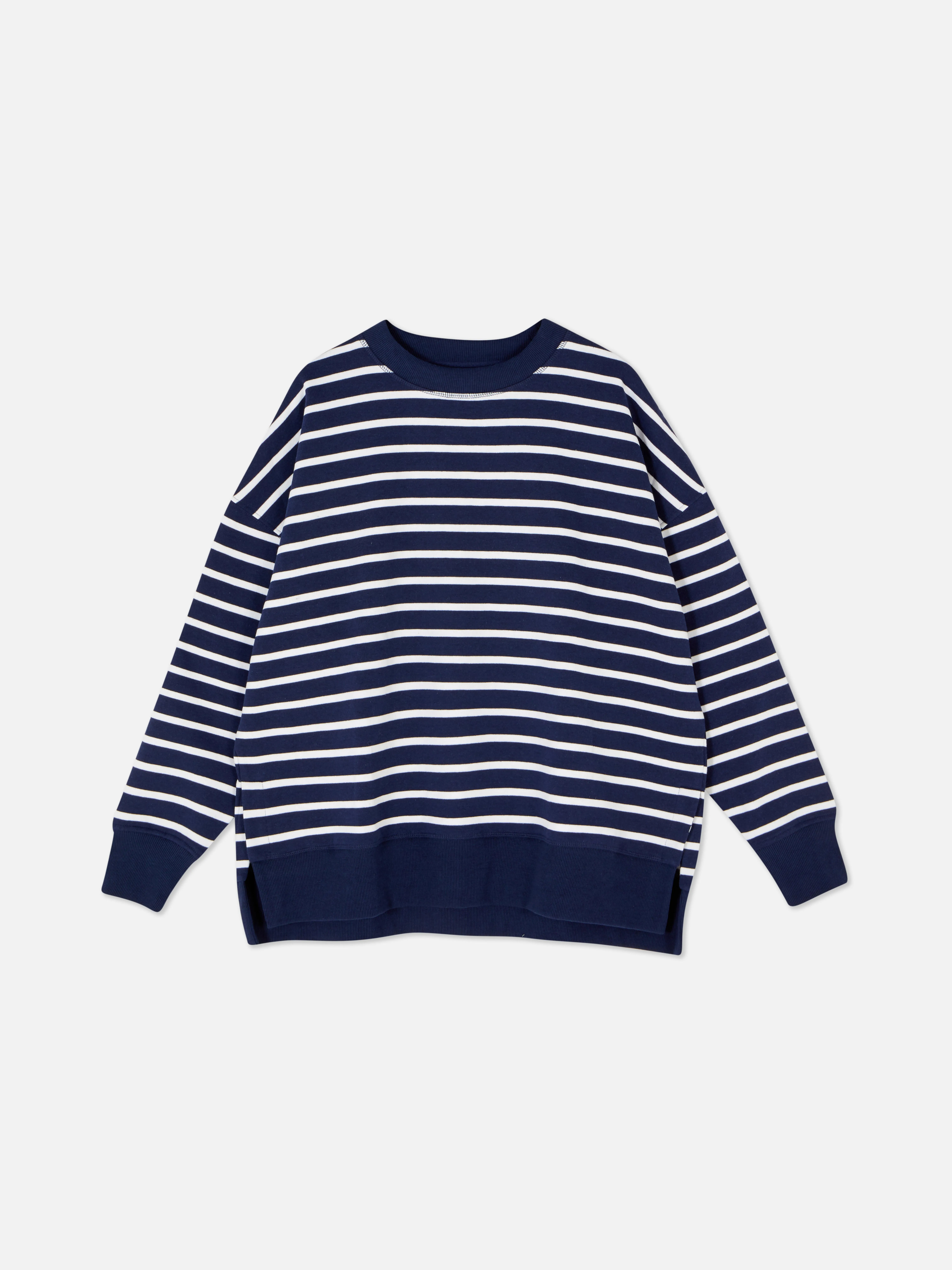 Sudadera extragrande con cuello redondo a rayas