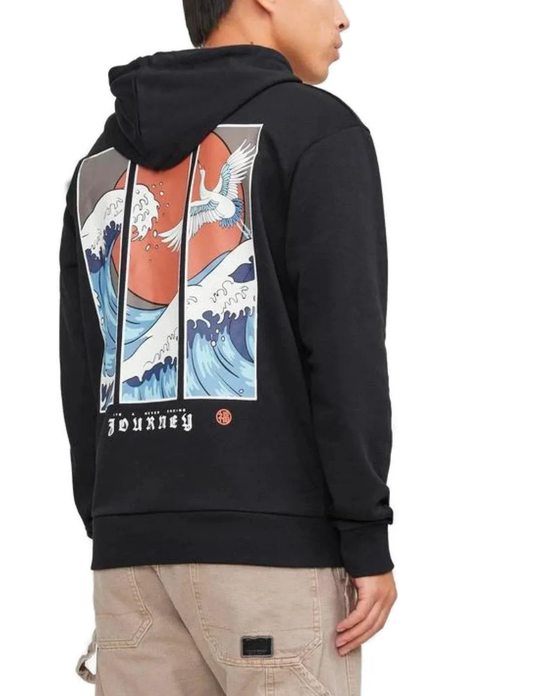 Sudadera Jack&Jones Bradley negra con capucha para hombre