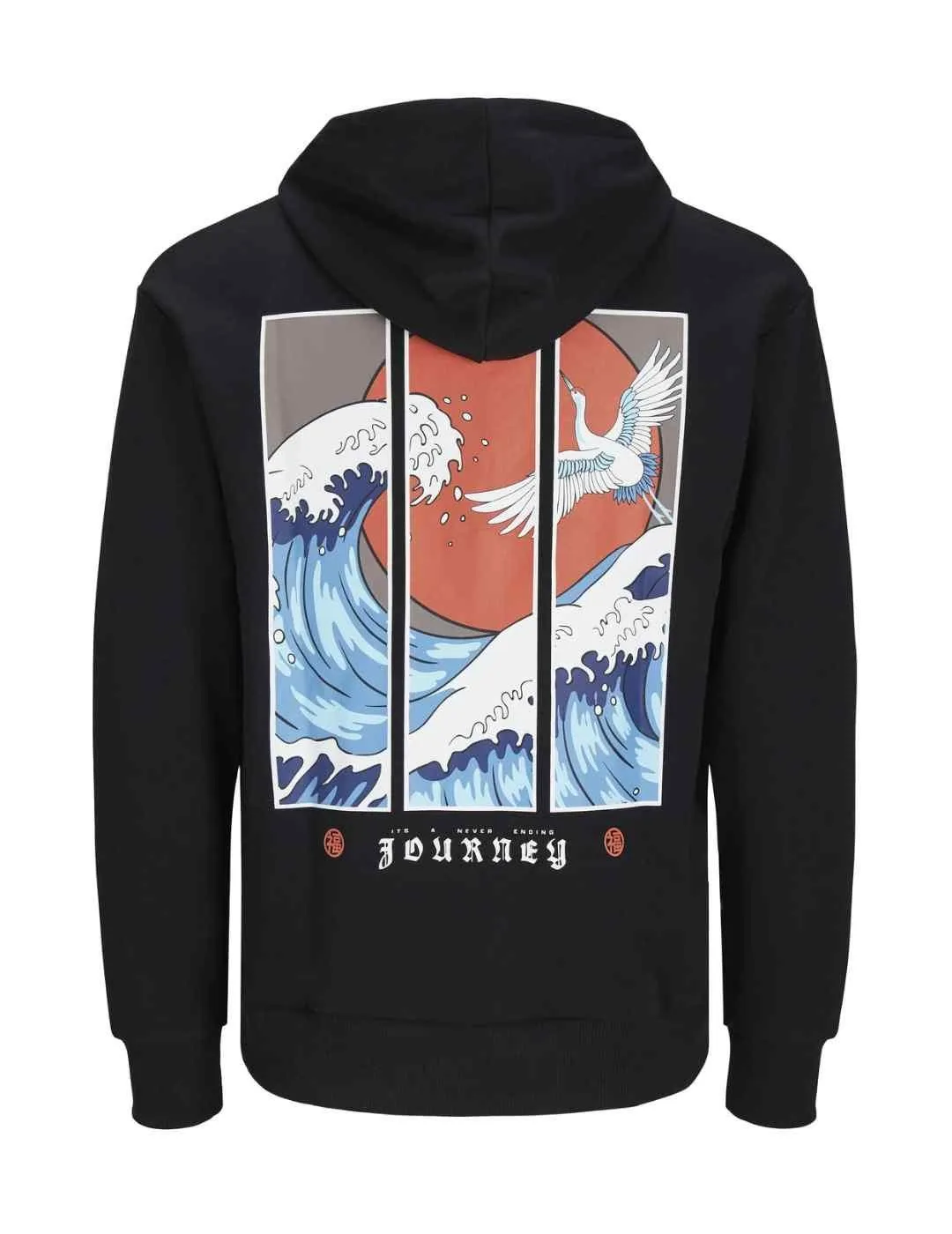 Sudadera Jack&Jones Bradley negra con capucha para hombre