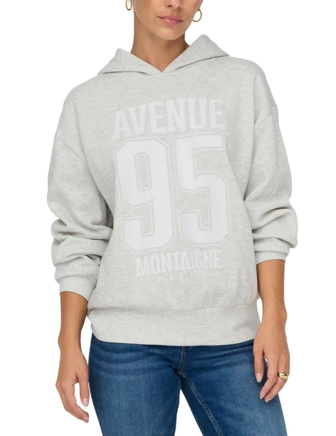 Sudadera Only Emily gris 95 con capucha para mujer