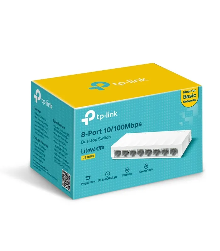 SWITCH TPLINK LS1008 8PORT RJ45 10/100MBPS/AUTO/PLUGPLAY/HASTA 200MBPS/ESCRITORIO