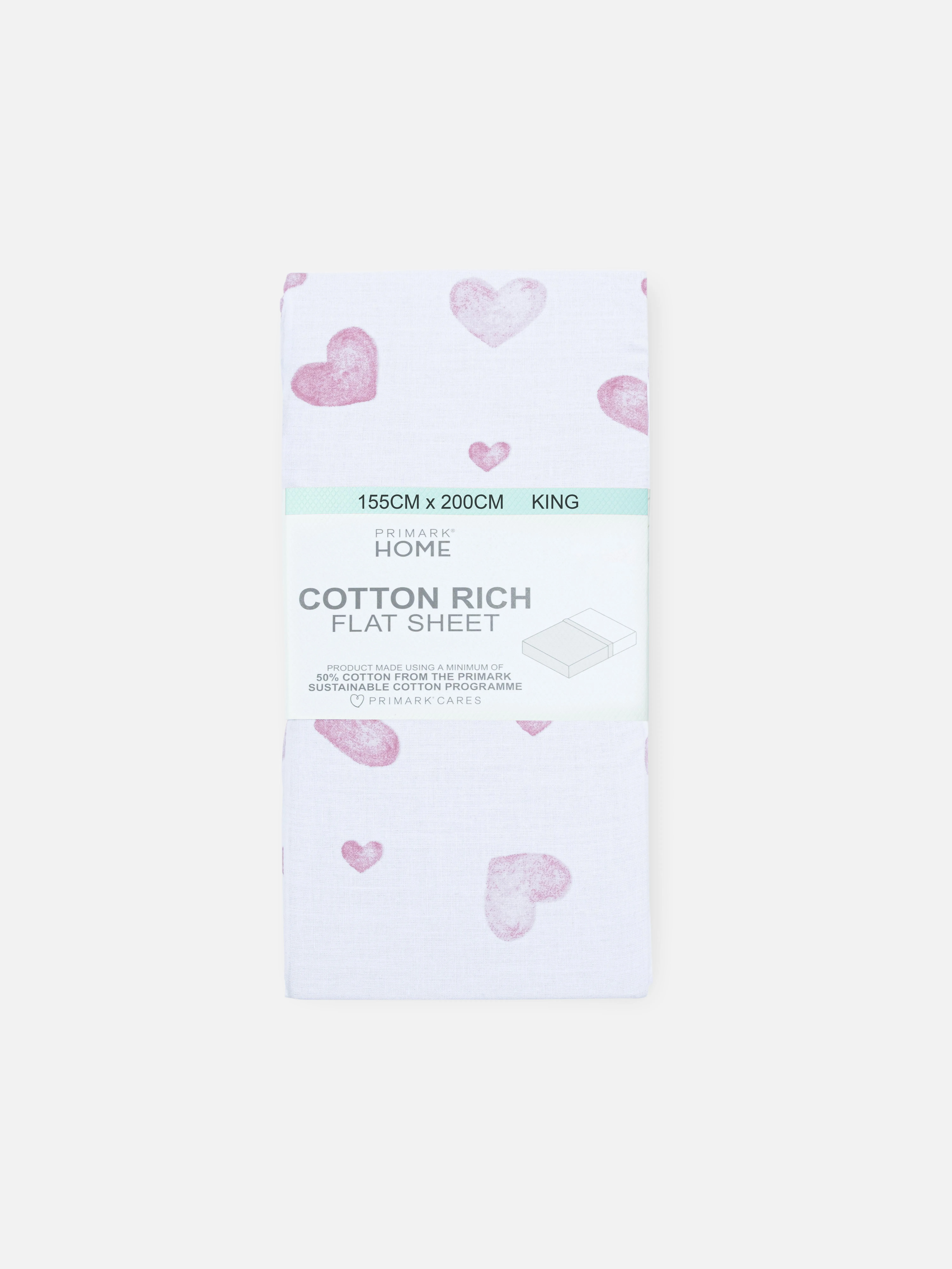 Sábana encimera con corazones para cama king size