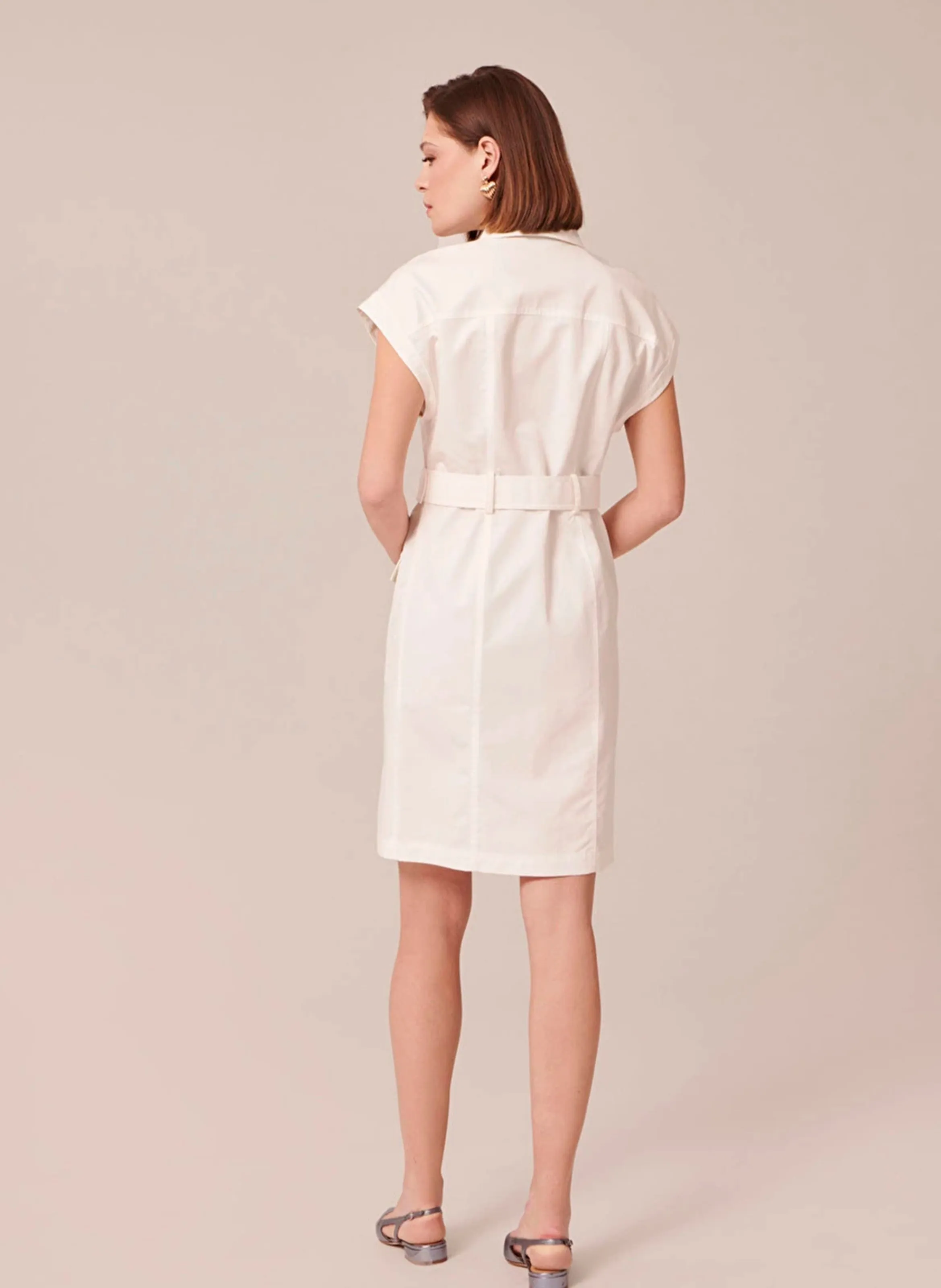 TARA JARMON RAJAH  VESTIDO CAMISERO MIDI DE ALGODóN EN BLANCO