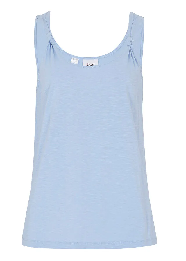 Top de algodón con detalle de nudo Azul perla