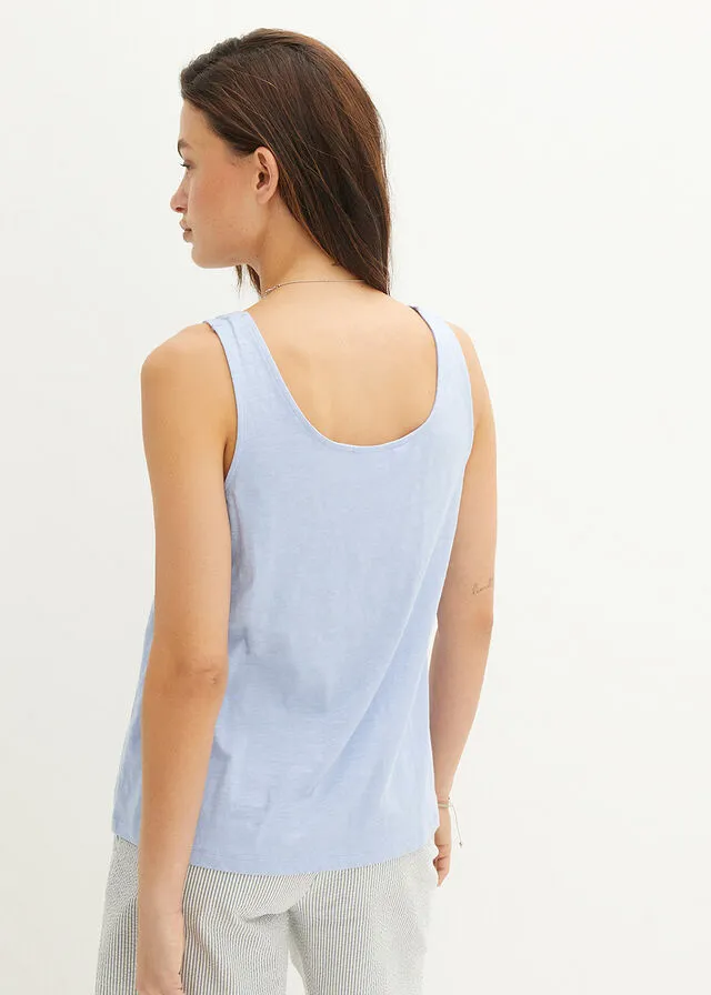 Top de algodón con detalle de nudo Azul perla