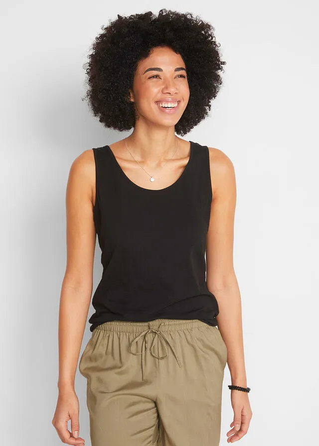 Top de punto con detalle en la espalda Negro