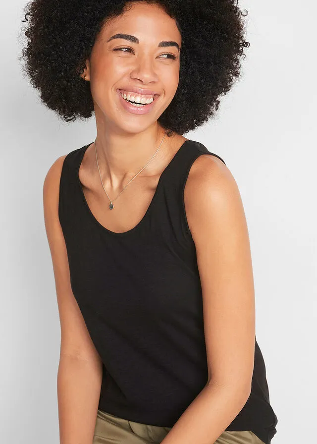 Top de punto con detalle en la espalda Negro
