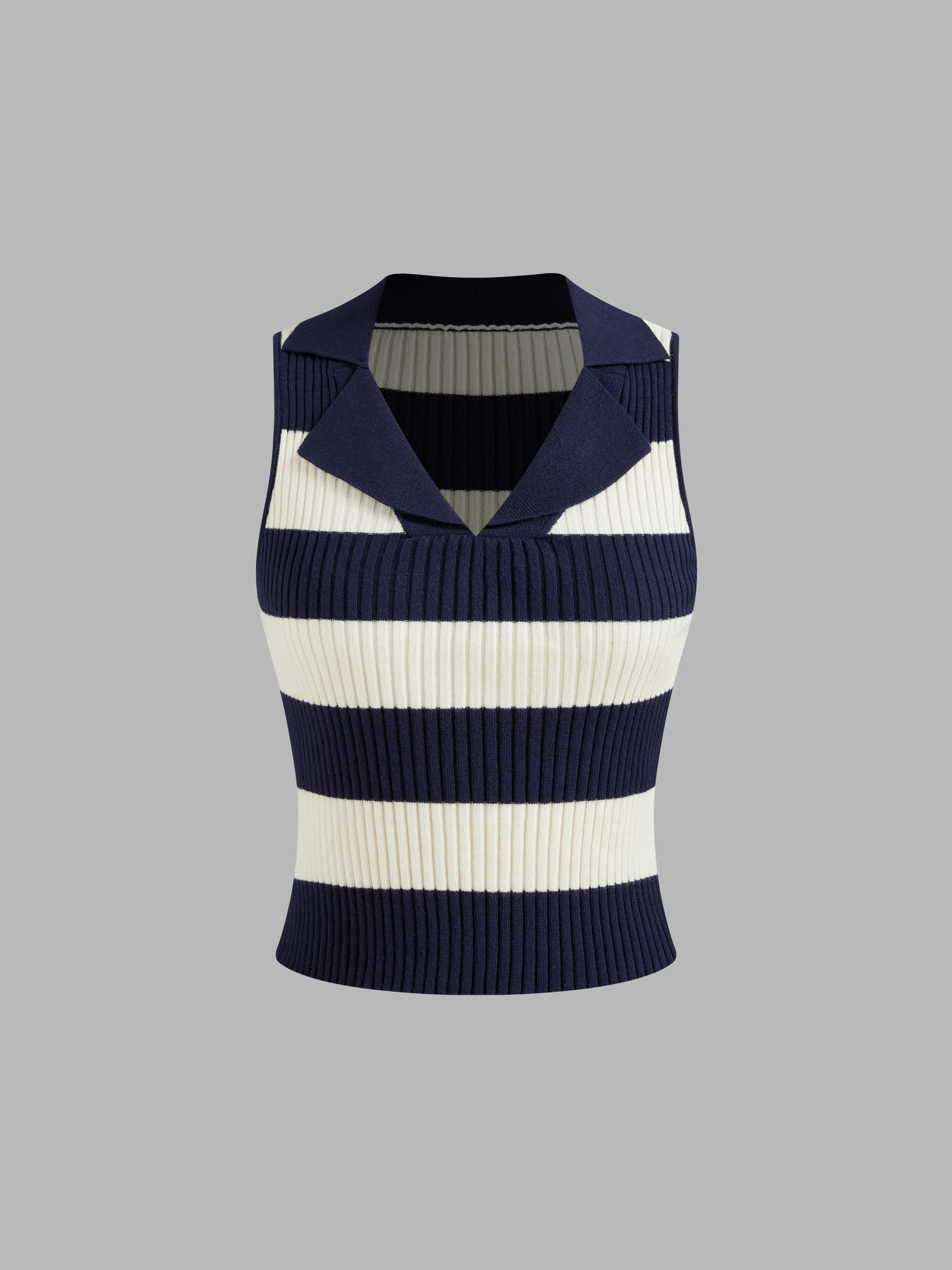Top de tirantes a rayas con cuello de punto