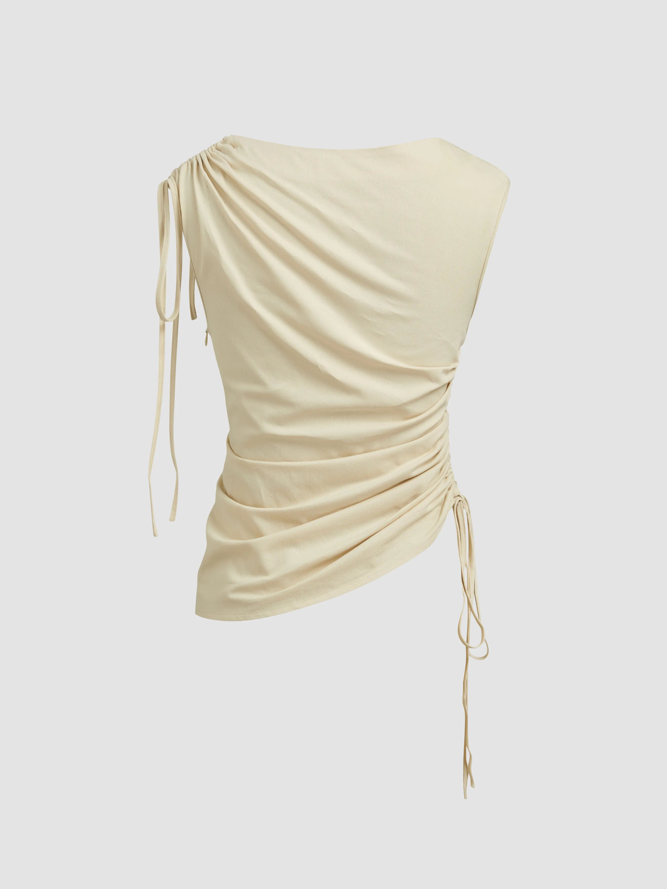 Top de tirantes con cuello barco y fruncido con cordón ajustable