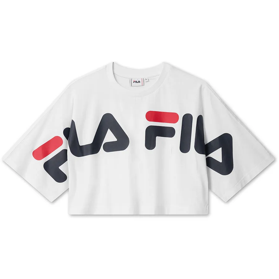 Top manga corta FILA chica Barr Cropped Tee Ref.687497 blanca logo fila pecho