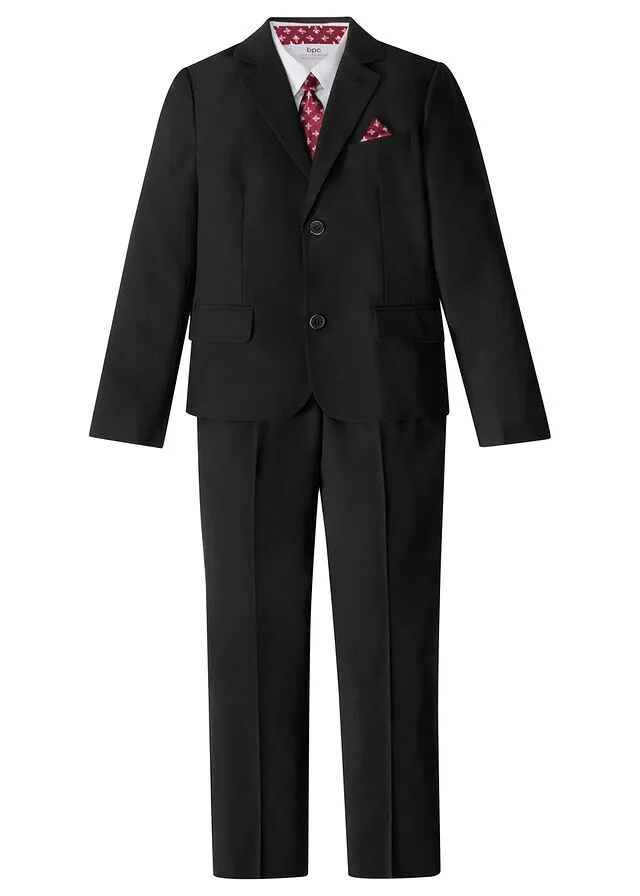 TRAJE + CAMISA + CORBATA PARA NIñOS (4 PIEZAS) NEGROBLANCO