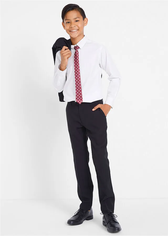 TRAJE + CAMISA + CORBATA PARA NIñOS (4 PIEZAS) NEGROBLANCO