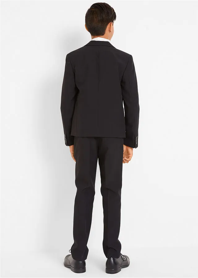 TRAJE + CAMISA + CORBATA PARA NIñOS (4 PIEZAS) NEGROBLANCO