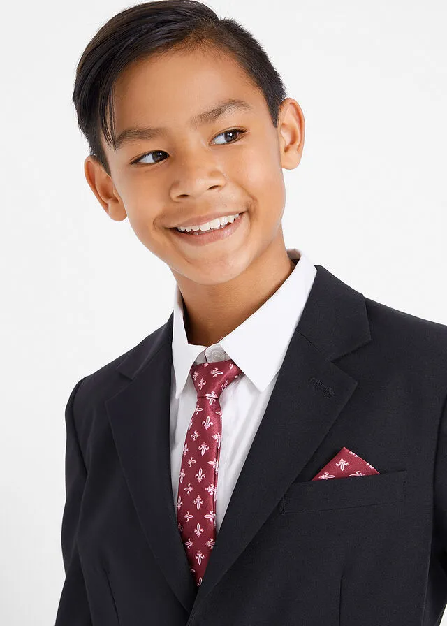 TRAJE + CAMISA + CORBATA PARA NIñOS (4 PIEZAS) NEGROBLANCO