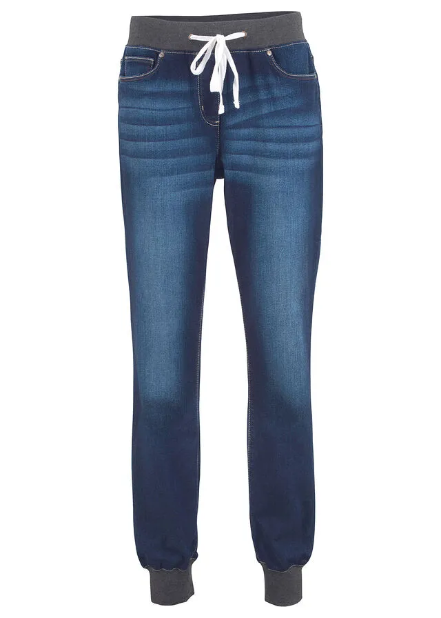 Vaqueros elásticos estilo boyfriend con cintura cómoda Vaquero azul