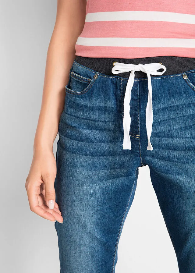 Vaqueros elásticos estilo boyfriend con cintura cómoda Vaquero azul