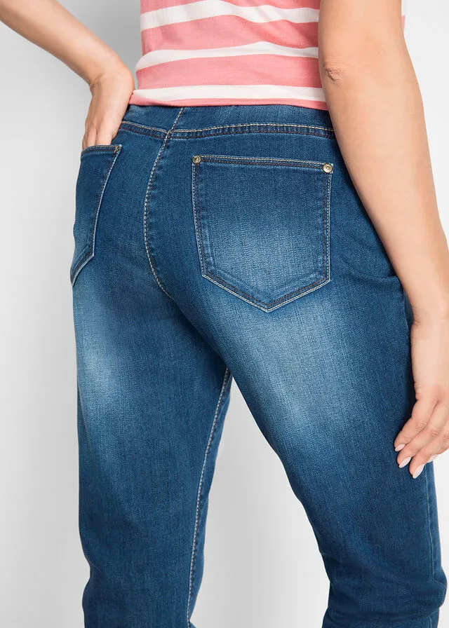Vaqueros elásticos estilo boyfriend con cintura cómoda Vaquero azul