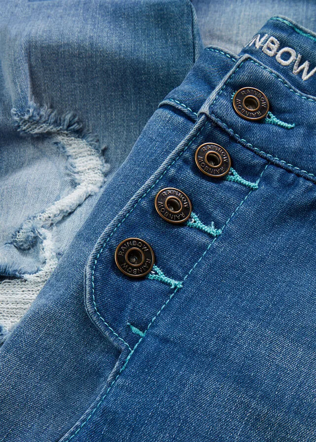 Vaqueros estilo boyfriend desgastados con poliéster reciclado Azul piedra