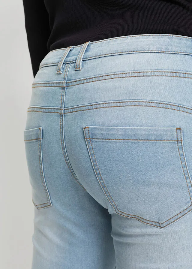 Vaqueros estilo boyfriend desgastados con poliéster reciclado Azul vaquero claro