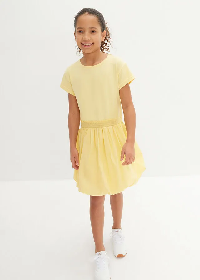Vestido con falda tipo globo para niñas Amarillo claro