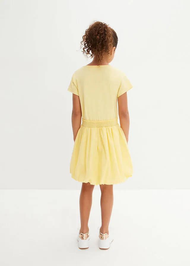 Vestido con falda tipo globo para niñas Amarillo claro