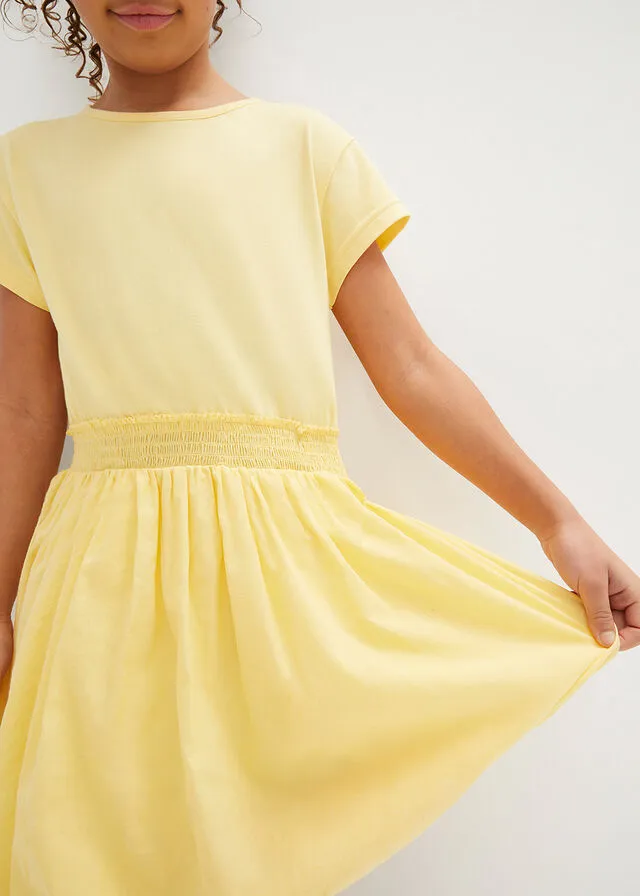Vestido con falda tipo globo para niñas Amarillo claro