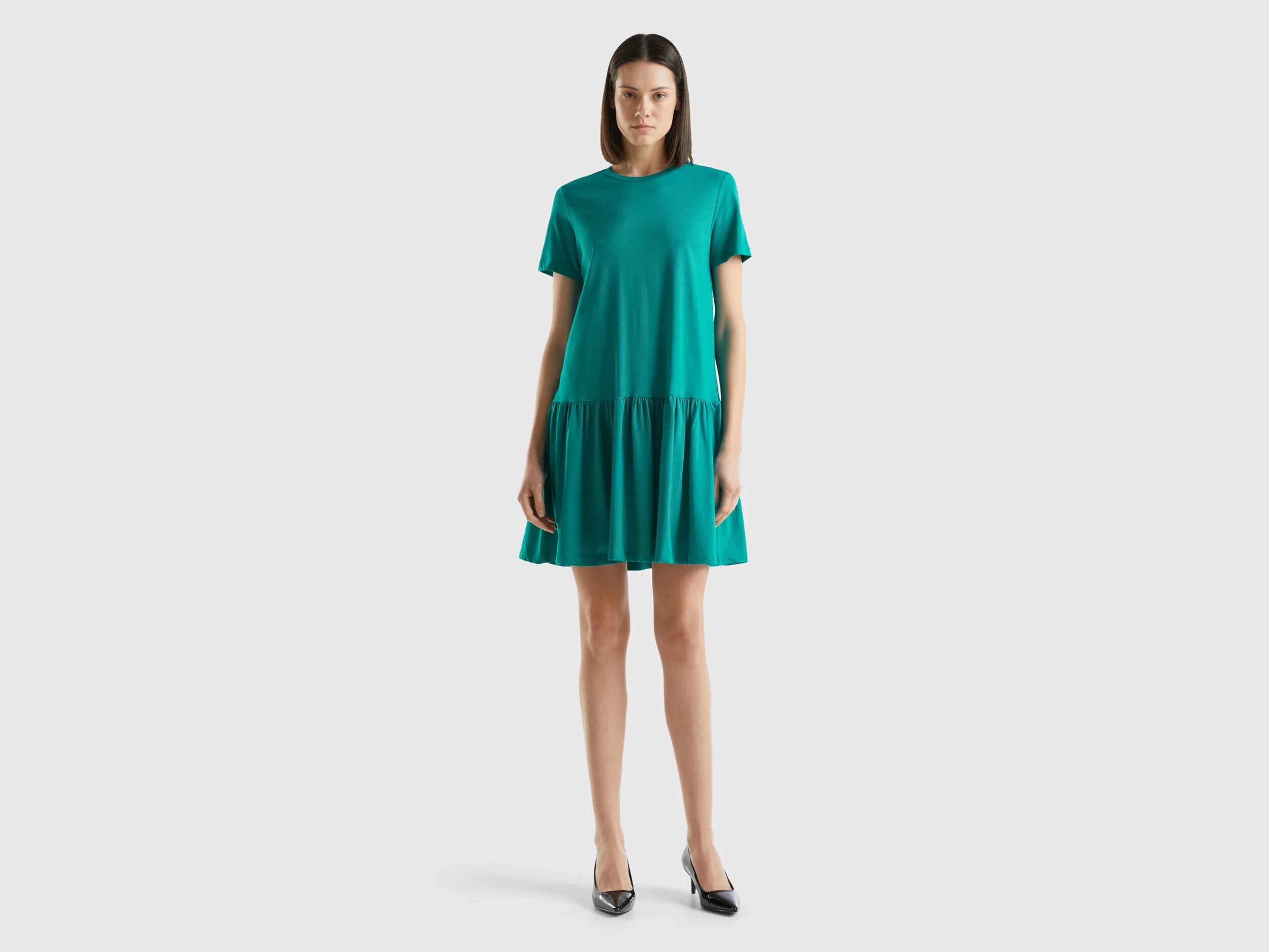 Vestido corto de algodón de fibra larga