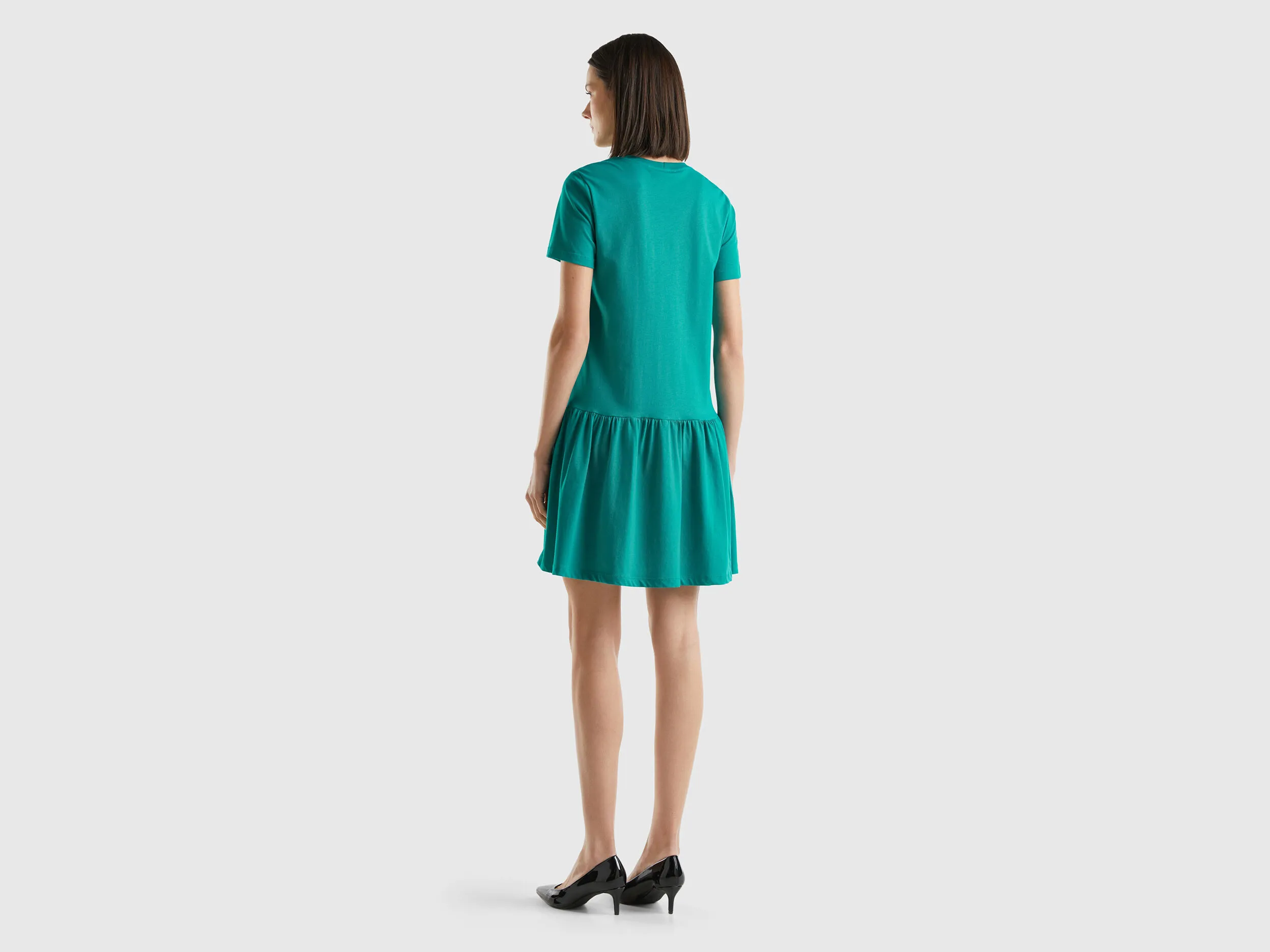 Vestido corto de algodón de fibra larga