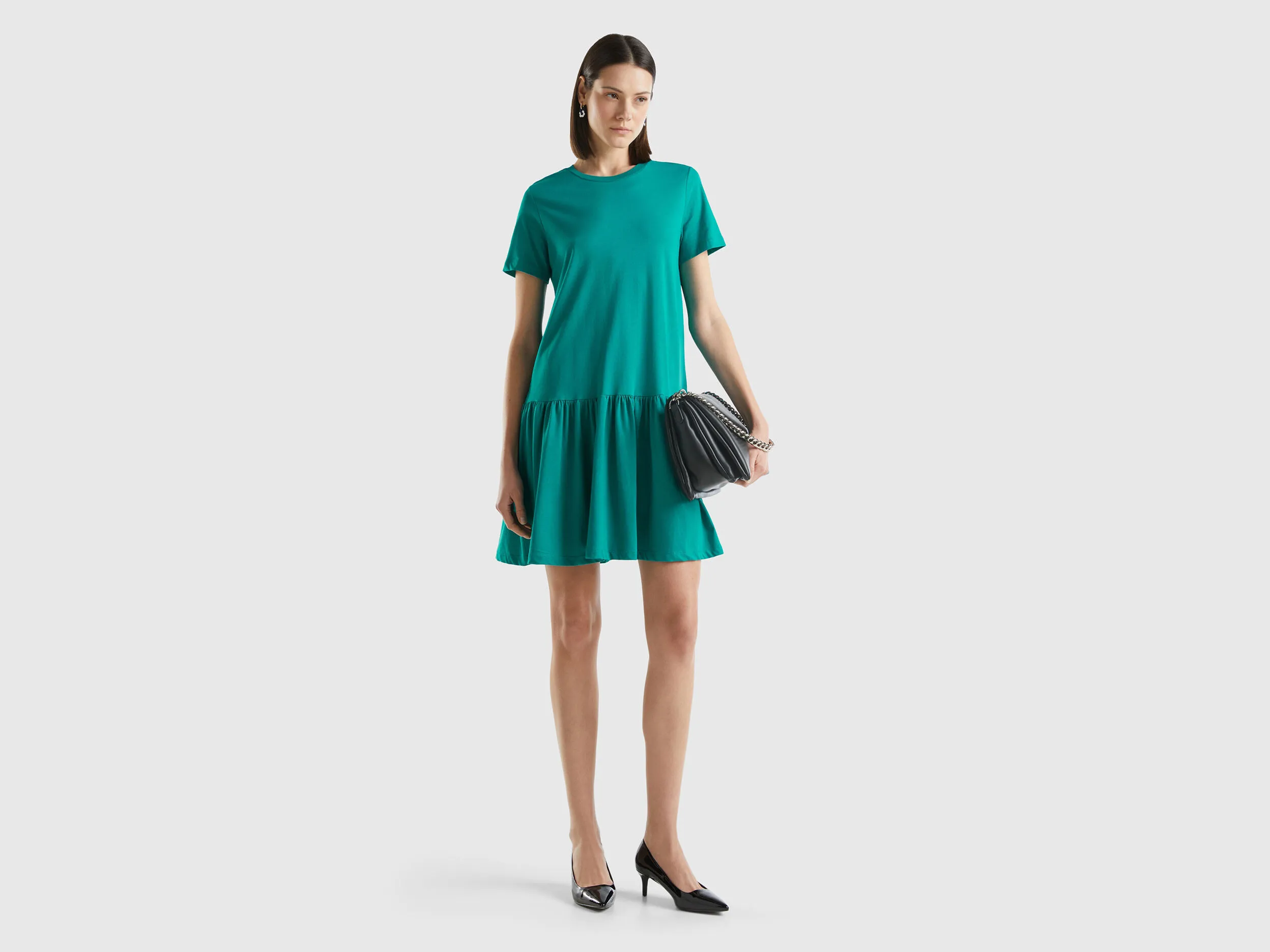 Vestido corto de algodón de fibra larga