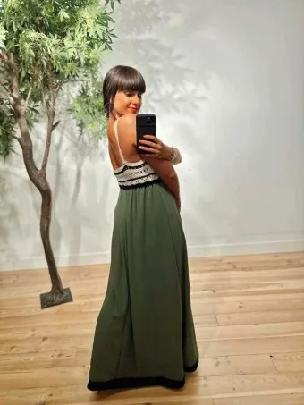 Vestido Crochet LIZETTE Verde Militar