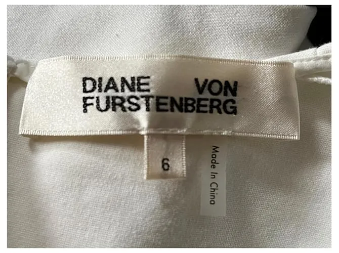Vestido de jersey Diane von Furstenberg, color caqui y marfil, talla 6 en EE. UU. y 10 en Reino Unido. Blanco 