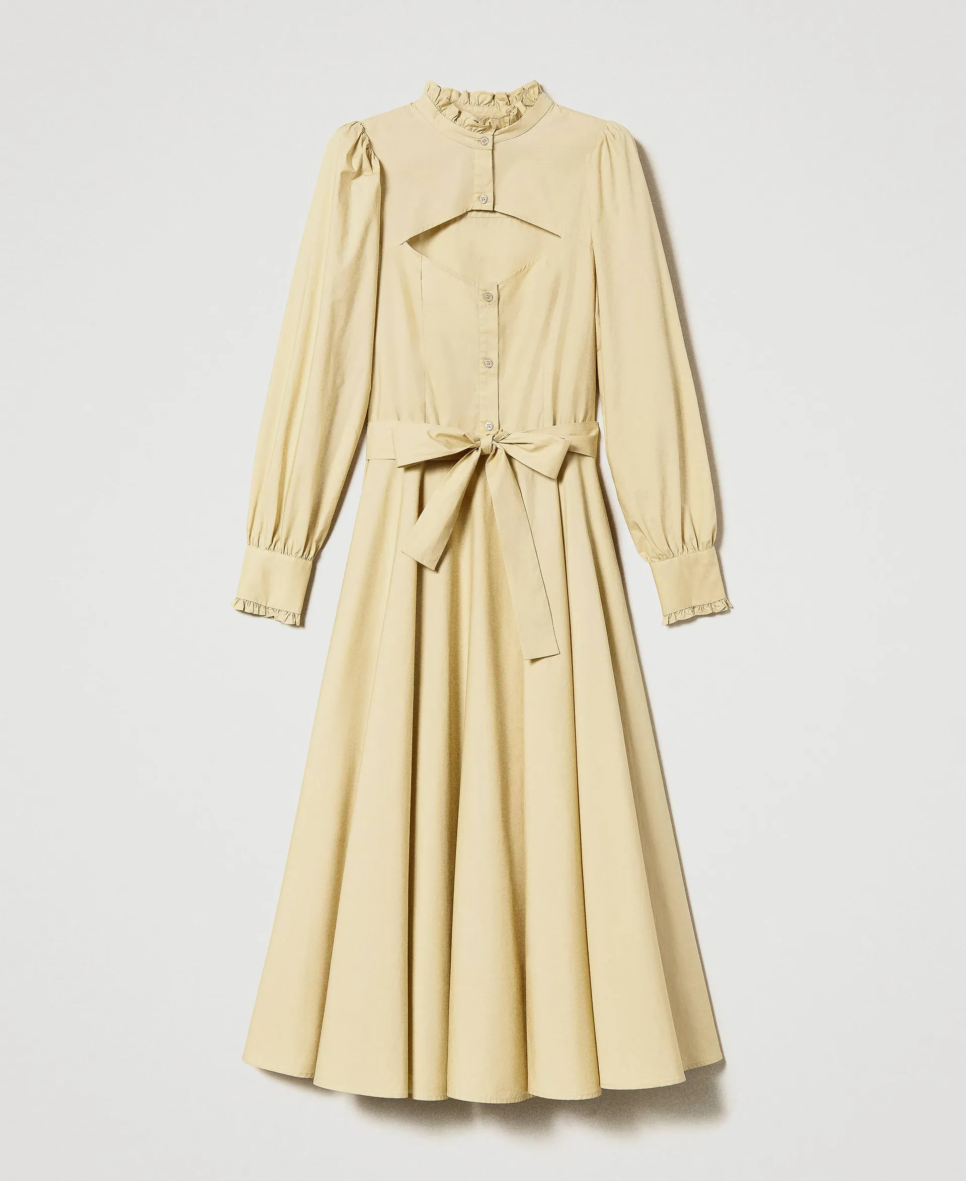 Vestido de popelina con abertura