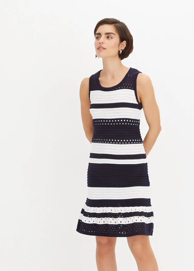 VESTIDO DE PUNTO AZUL MARINOBLANCO CON RAYAS