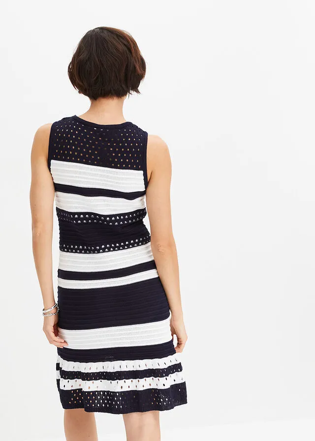 VESTIDO DE PUNTO AZUL MARINOBLANCO CON RAYAS