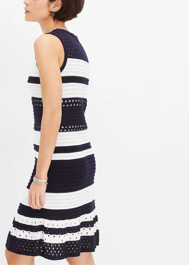 VESTIDO DE PUNTO AZUL MARINOBLANCO CON RAYAS