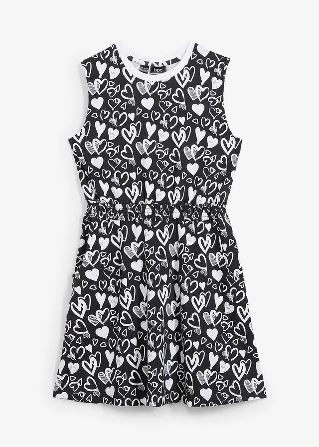 VESTIDO DE PUNTO PARA NIñAS CON ALGODóN ORGáNICO NEGROBLANCO