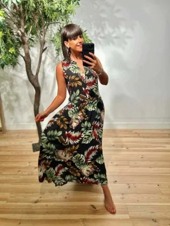 Vestido Lazada Estampado MONZANE Negro