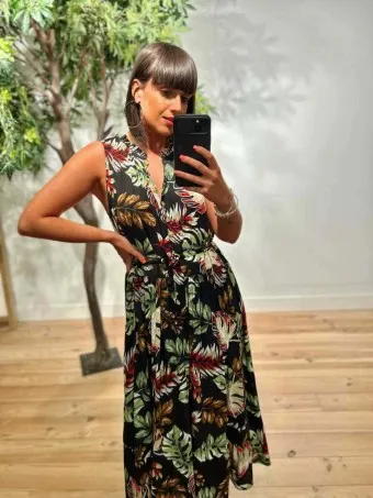 Vestido Lazada Estampado MONZANE Negro