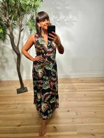 Vestido Lazada Estampado MONZANE Negro