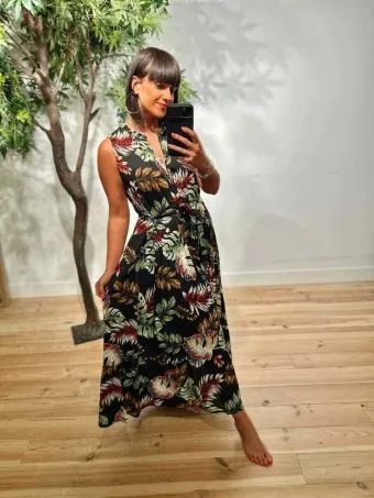 Vestido Lazada Estampado MONZANE Negro