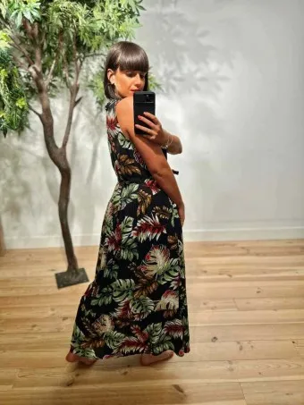 Vestido Lazada Estampado MONZANE Negro