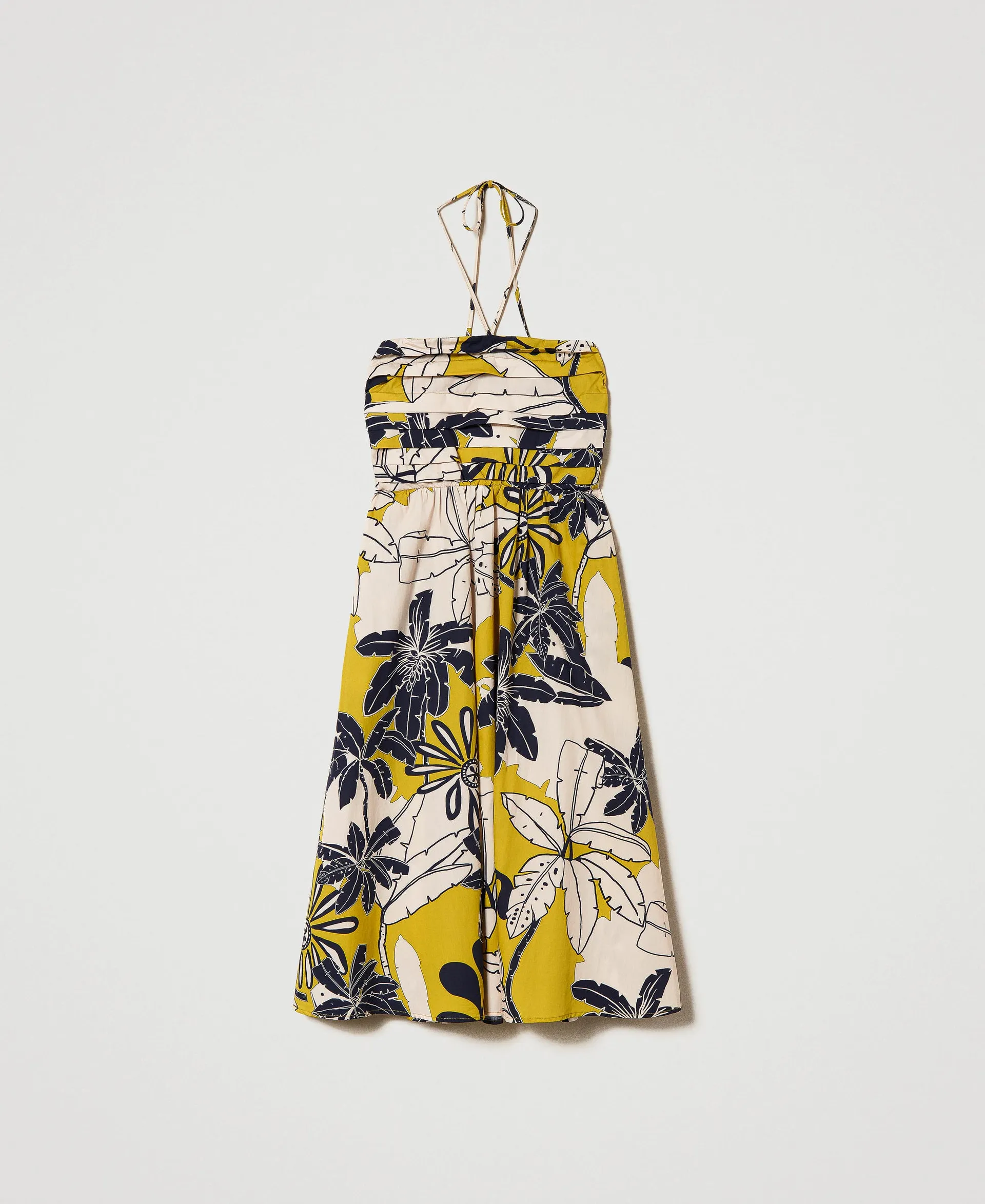 Vestido midi de popelina estampado