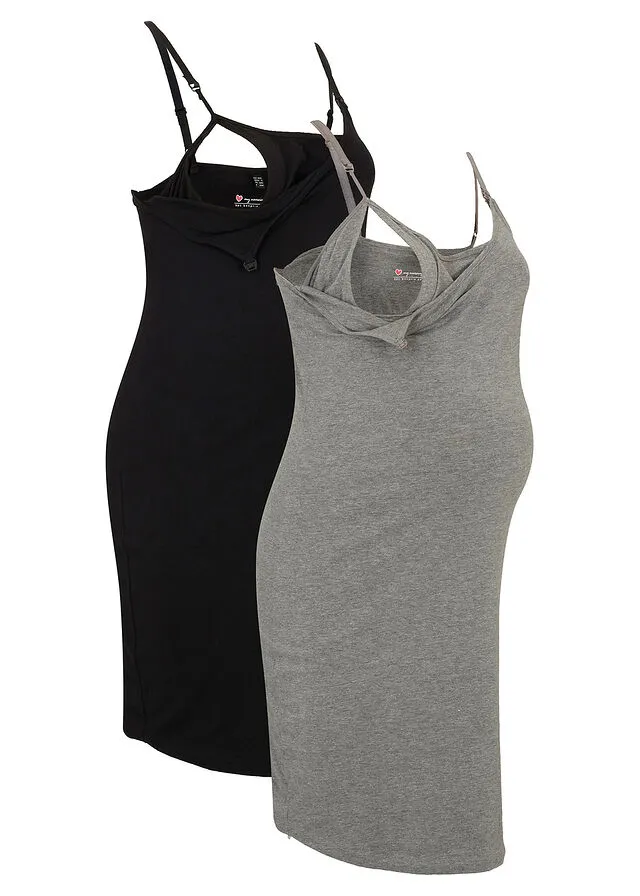 VESTIDO PREMAMá CON FUNCIóN PARA LACTANCIA NEGROGRIS JASPEADO