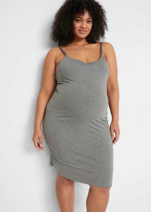 VESTIDO PREMAMá CON FUNCIóN PARA LACTANCIA NEGROGRIS JASPEADO