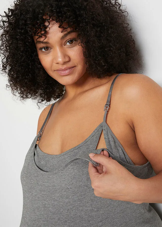 VESTIDO PREMAMá CON FUNCIóN PARA LACTANCIA NEGROGRIS JASPEADO