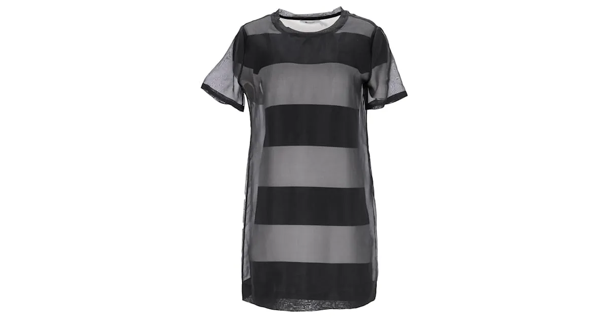 Vestido recto de seda negra de T by Alexander Wang Negro 