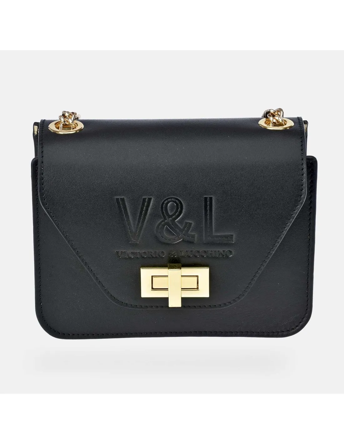 Victorio & Lucchino Bolso bandolera cadena pequeño con solapa en piel lisa