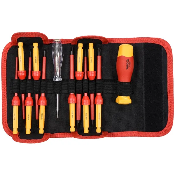 YATO  YT28290  JUEGO DE DESTORNILLADORESCON PERFIL PH Y PLANO, 12 PIEZAS, AISLAMIENTO 1000 V, AISLAMIENTO 1000 V